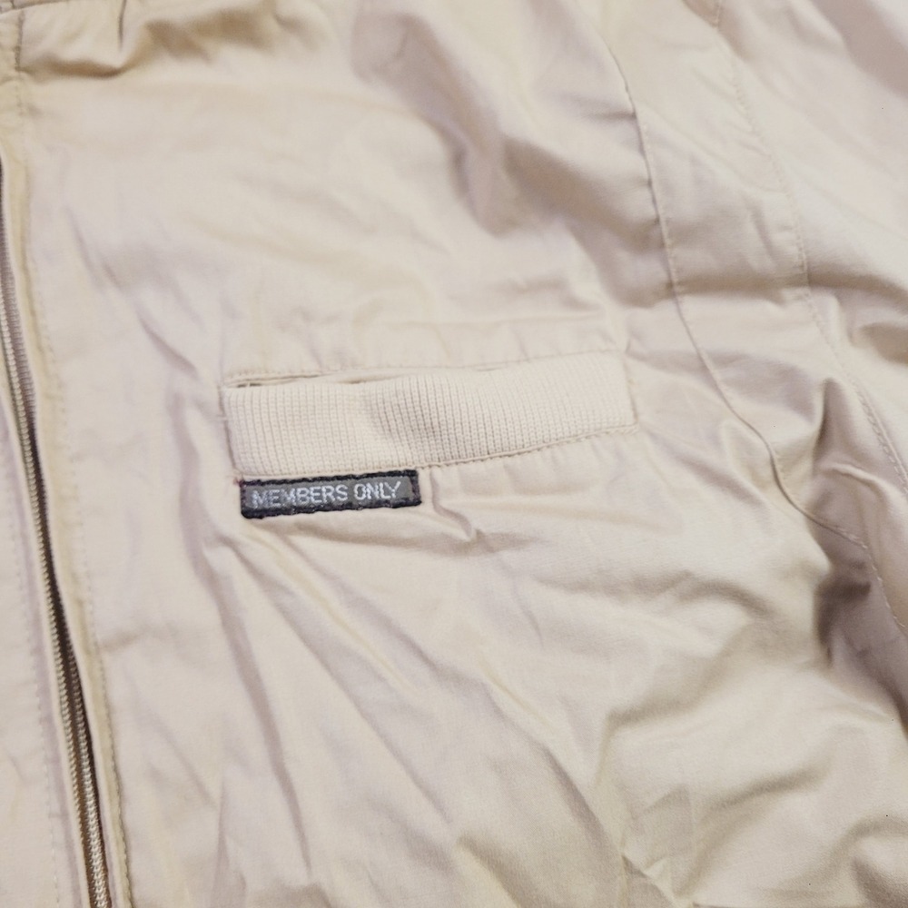 Members Only Mens Vintage Iconic Racer Jacket 40 Tan Beige Zip Up L12 - Picture 9 of 16
